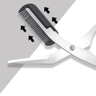 Tesoura com pente para sobrancelhas