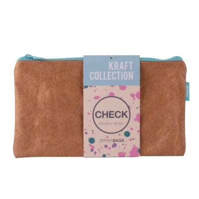 Bolsa com zíper Coleção Kraft Check