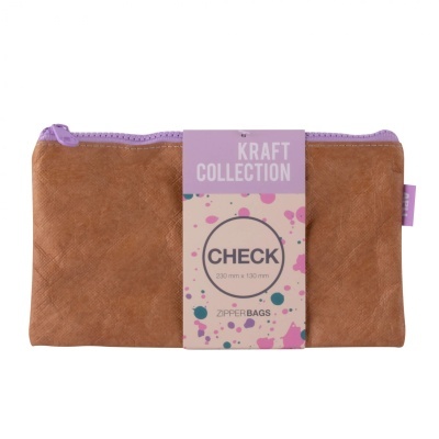 Bolsa com zíper Coleção Kraft Check