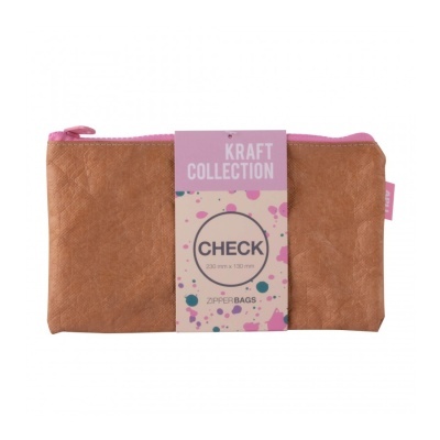 Bolsa com zíper Coleção Kraft Check