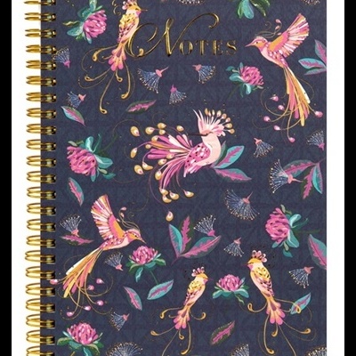 Caderno Goldbuch A5, 80 fls, linha de pássaros tropicais