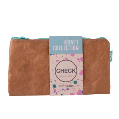 Bolsa com zíper Coleção Kraft Check
