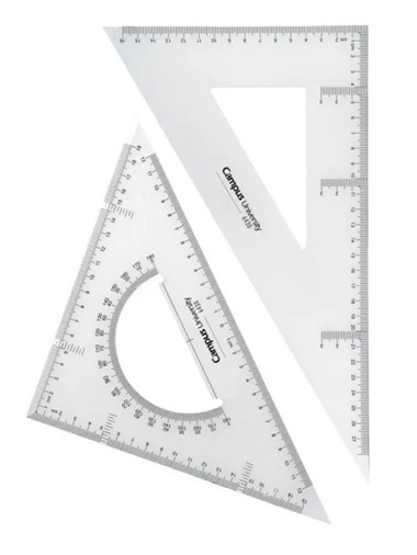 Conjunto de esquadro e transferidor de plástico