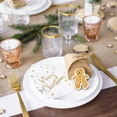 Guardanapos Merry Christmas Dourados