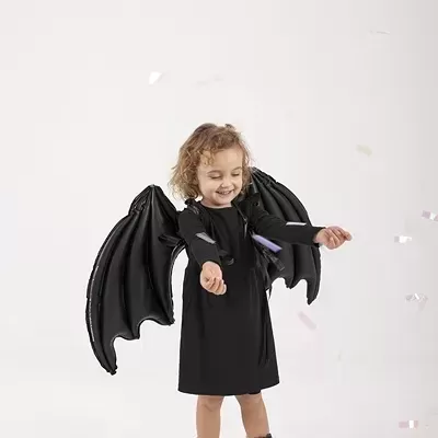 Balão Asas de Morcego Pretas com Estrelinhas Holográficas