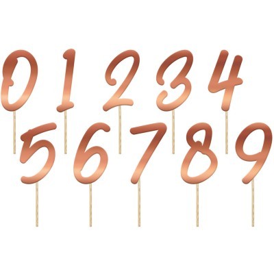 Topos de Bolo Números Rose Gold