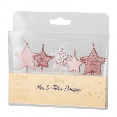 Velas Estrelas Rose Gold Glitter