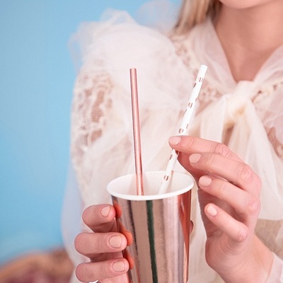 Palhinhas Corações Rose Gold