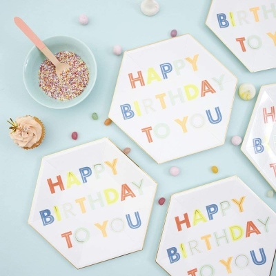 Pratos Happy Birthday Neon