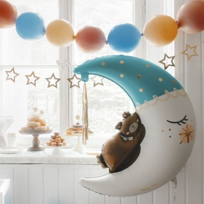 Balão Lua com Ursinho Azul