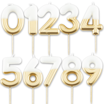 Velas Número Dourado e Branco