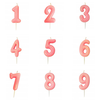 Velas Número Rosa Glitter