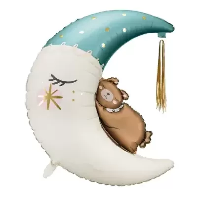 Balão Lua com Ursinho Azul