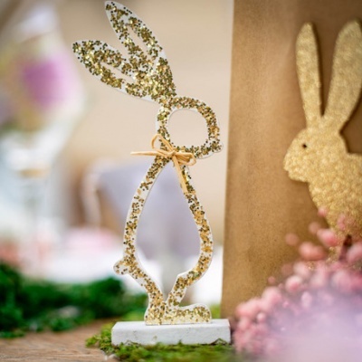 Coelho de Madeira com Glitter Páscoa
