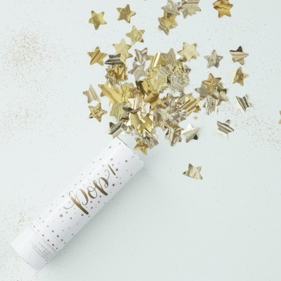 Canhão Confettis Estrelas Dourado