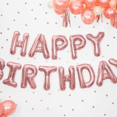 Balão Happy Birthday Rose Gold