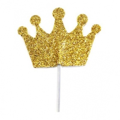 Mini Topos Coroa Dourado Glitter