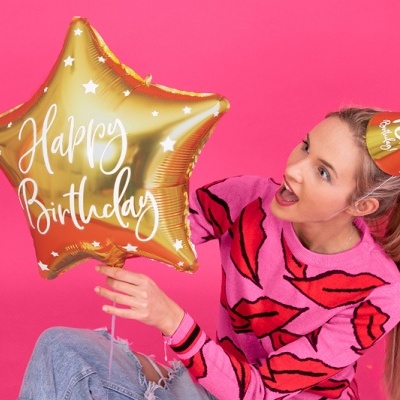 Balão Happy Birthday Dourado