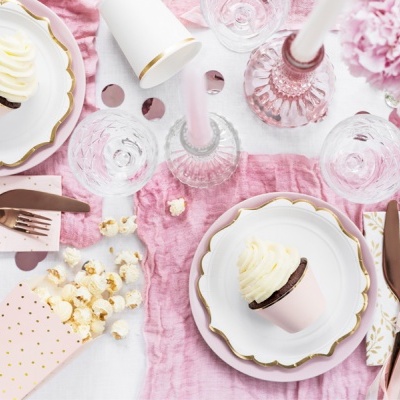 Caixas de Pipocas Rosa e Dourado