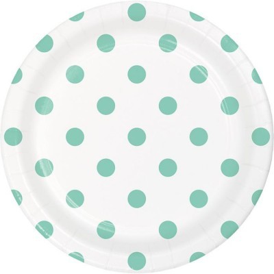 Pratos Menta Bolinhas