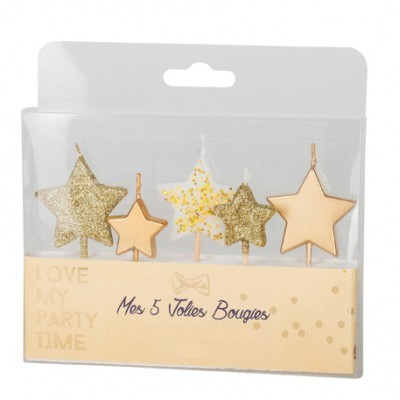 Velas Estrelas Dourado Glitter