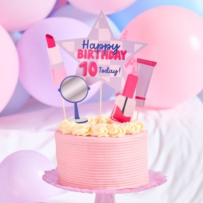 Topo de Bolo para Personalizar Pamper Party: Maquilhagem