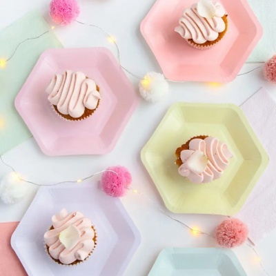 Pratos Pastel Hexagonais