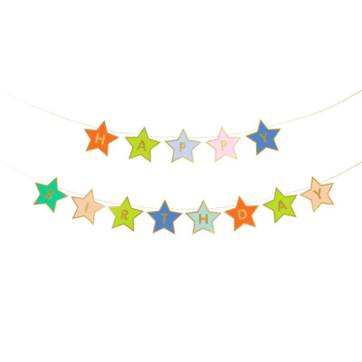 Grinalda Multicolor Happy Birthday Estrelas