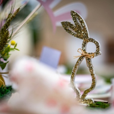 Coelho de Madeira com Glitter Páscoa