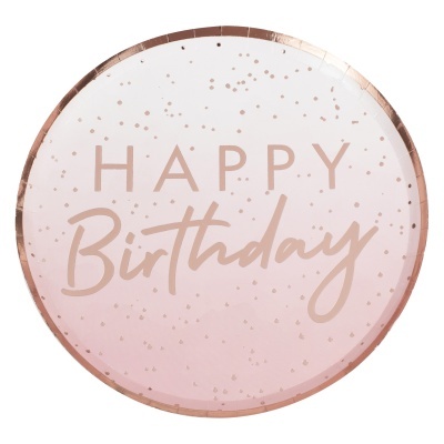 Pratos Happy Birthday Rosegold