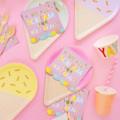 Guardanapos Gelados We All Scream for Ice Cream com franjas