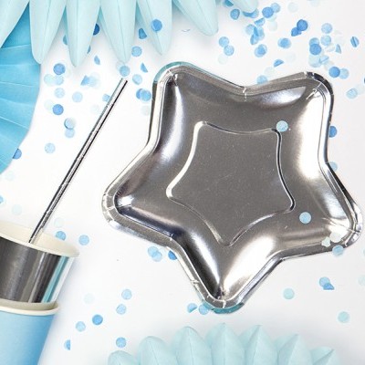 Pratos Estrela Prateado Grande