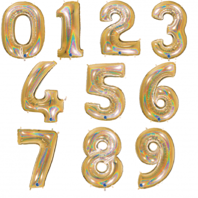 Balão Número Dourado Holográfico