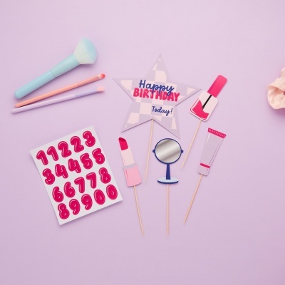 Topo de Bolo para Personalizar Pamper Party: Maquilhagem