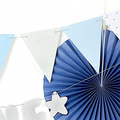 Grinalda Azul  e Prateado Glitter