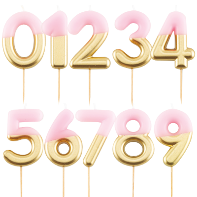 Velas Número Dourado e Rosa