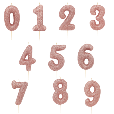 Velas Número Rose Gold Glitter