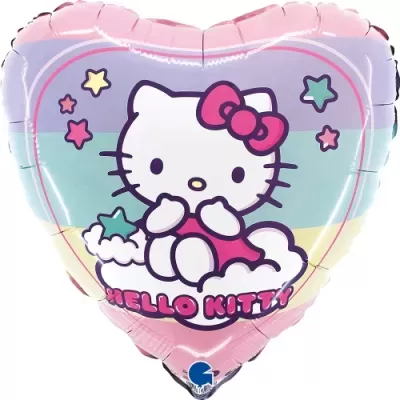 Balão Coração Hello Kitty Rainbow