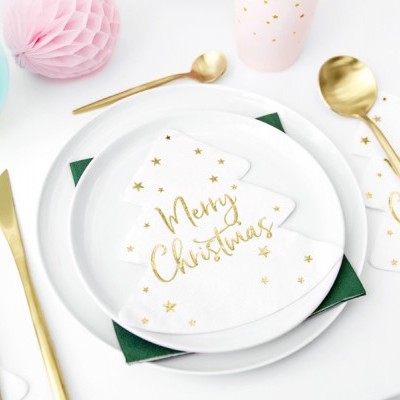 Guardanapos Merry Christmas Dourados
