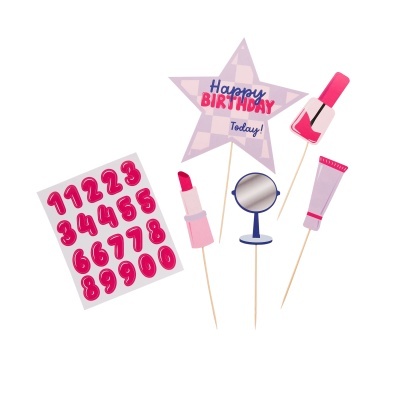 Topo de Bolo para Personalizar Pamper Party: Maquilhagem