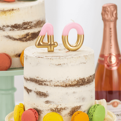 Velas Número Dourado e Rosa