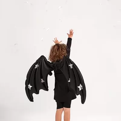 Balão Asas de Morcego Pretas com Estrelinhas Holográficas