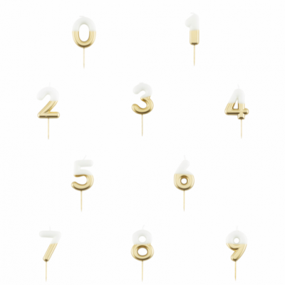 Velas Número Dourado e Branco