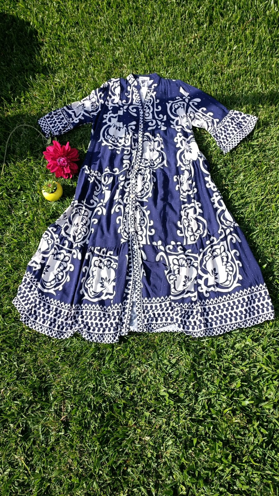 Vestido comprido com botões