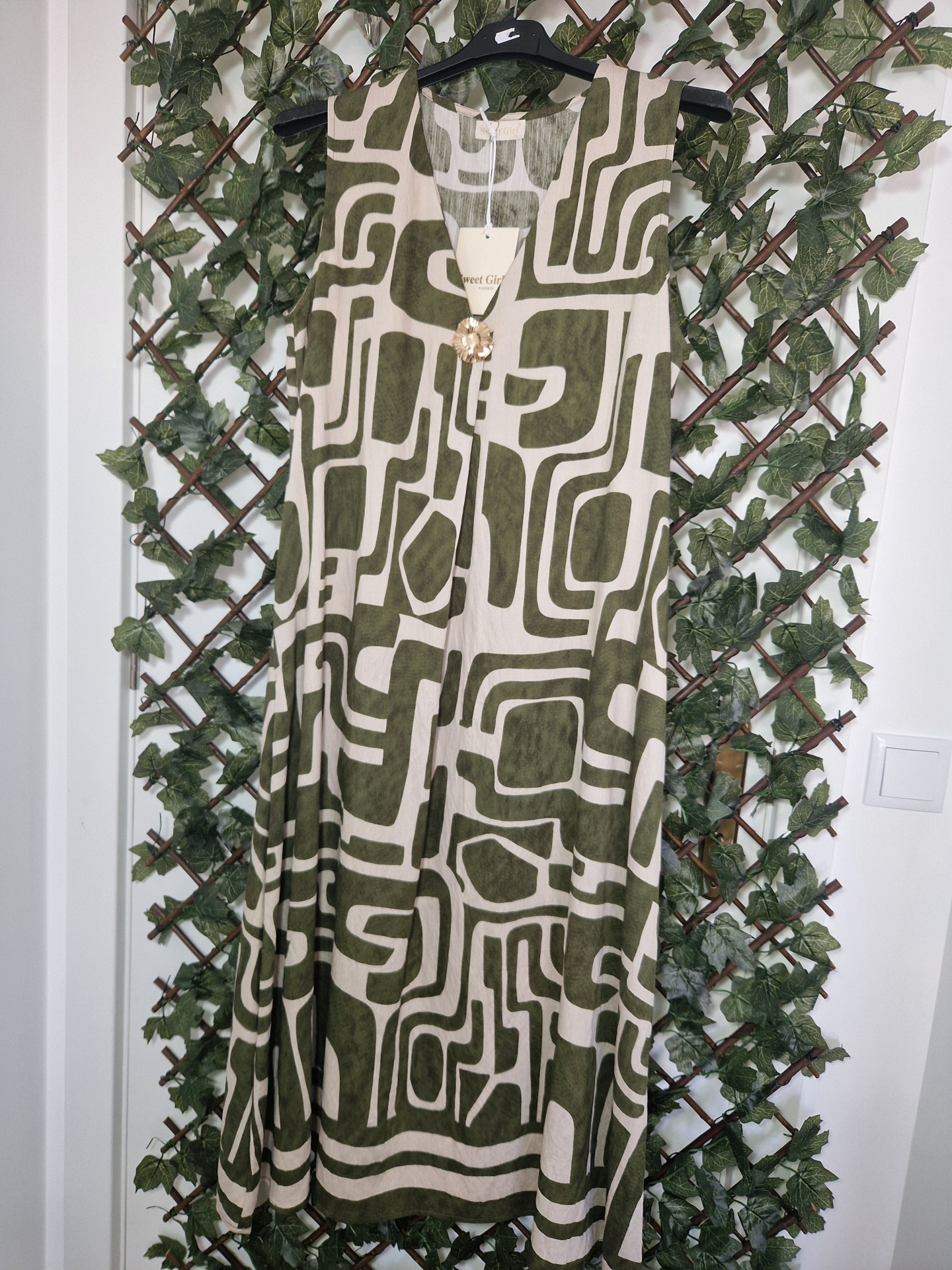 Vestido comprido com manga cava