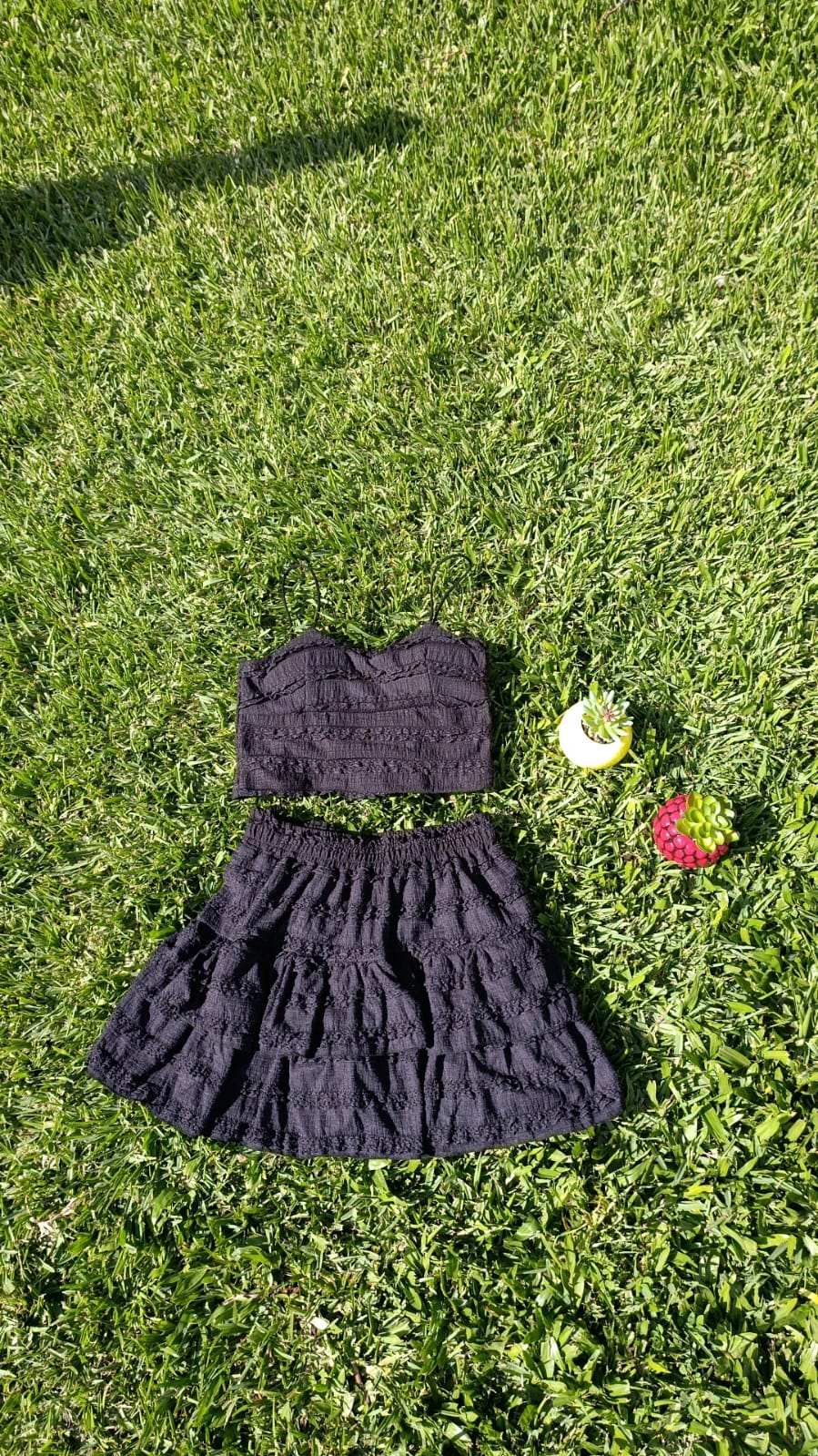 Conjunto top e saia-calção