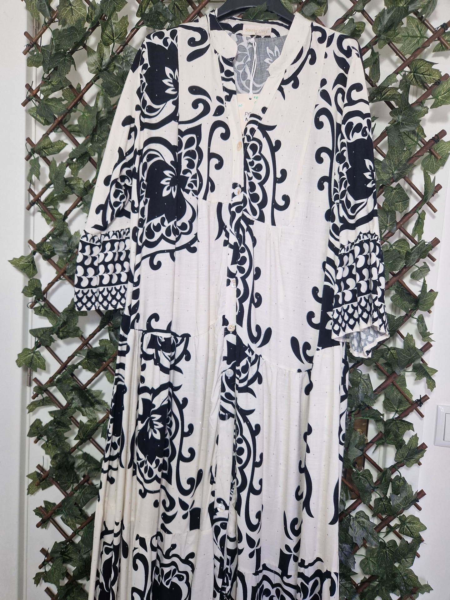 Vestido comprido com botões