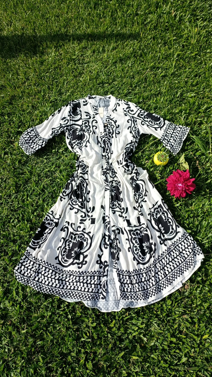 Vestido comprido com botões