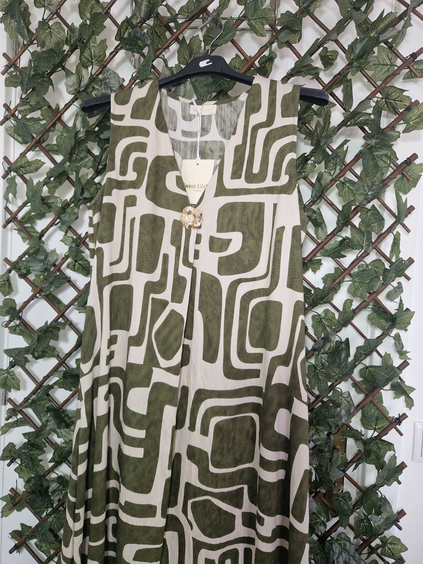 Vestido comprido com manga cava