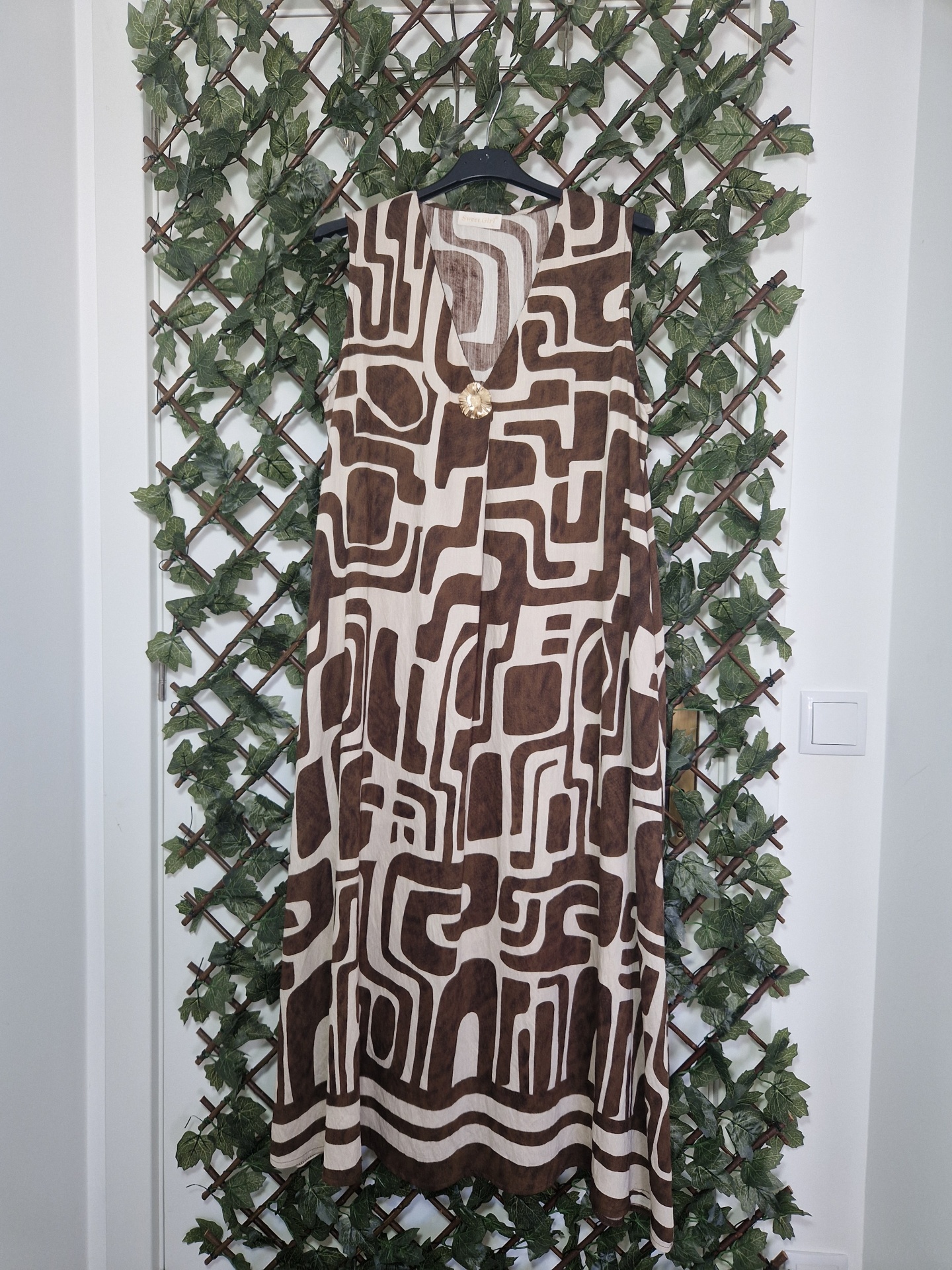 Vestido comprido com manga cava